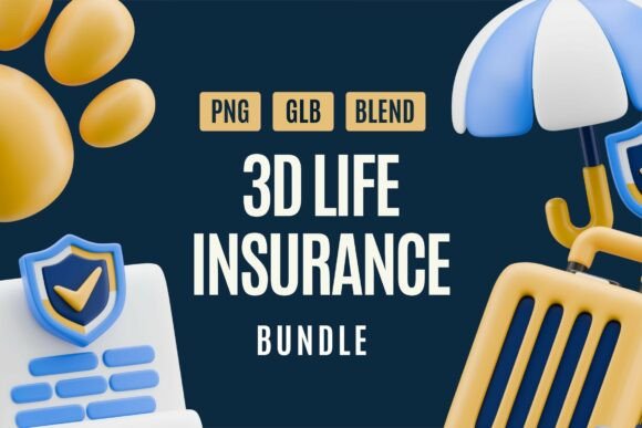 3D Life Insurance Icon Bundle: Enhance Your Design with Professional 3D Icons