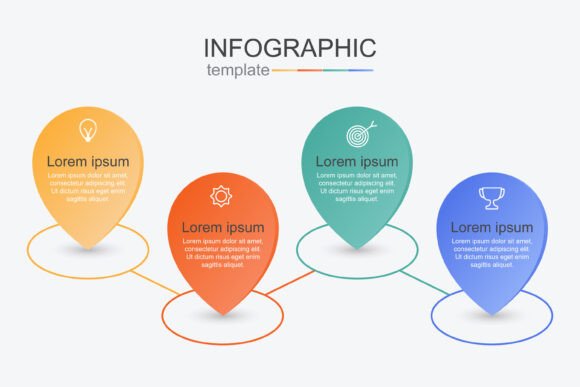 4 Step Infographic with Map Pin Shapes: A Visual Tool for Clear Communication
