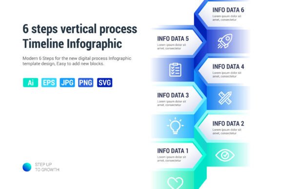 6 Steps Vertical Timeline Infographic