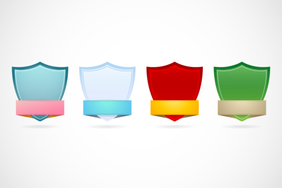 Label Badge Colorful Shields with Ribbon