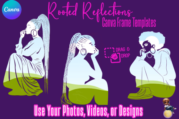 Rooted Reflections Canva Frame Set: A Modern Canvas for Afrocentric Expression